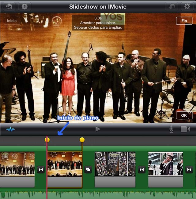 Movimiento de cámara con iMovie - Inicio de plano
