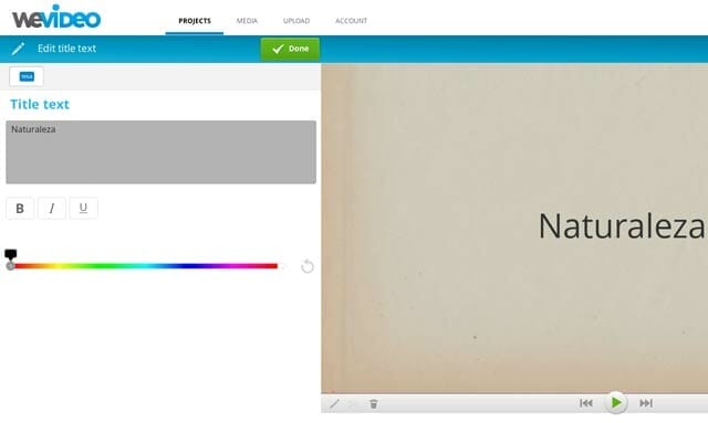 Editor de títulos de WeVideo