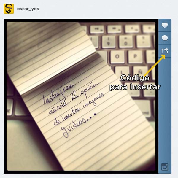 Incrustado de fotos y video Instagram