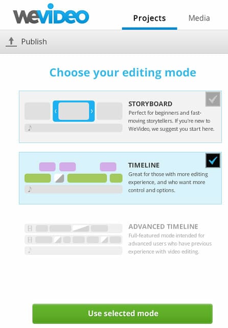 WeVideo vista de la línea de tiempo - Mejores editores de vídeo online gratis
