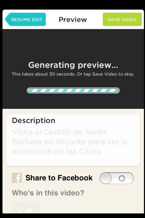 Preview al vídeo de fotos de Animoto