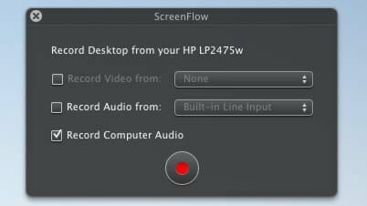 Capturar la pantalla con Screenflow - pantalla de selección de fuentes y grabación