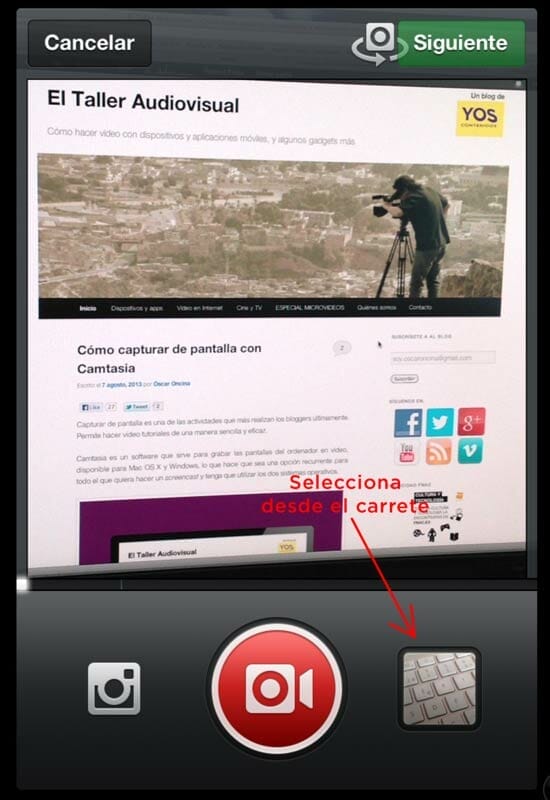 Instagram vídeo permite añadir vídeos desde el dispositivp