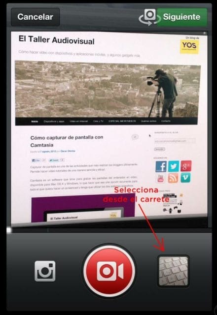 Instagram vídeo permite añadir vídeos desde el dispositivp