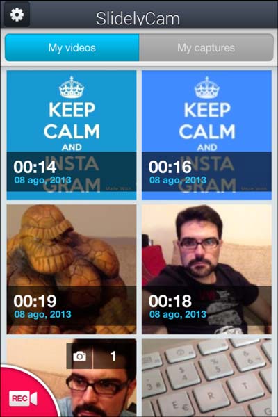 Pantalla inicial de SlidelyCam