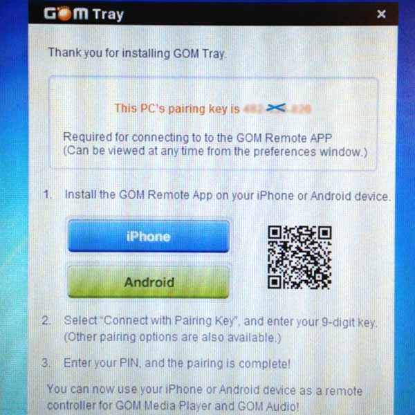 GOM Remote - código para sincronizar con el PC