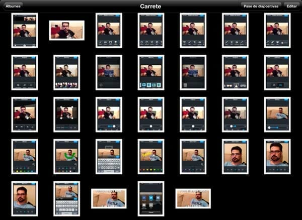 Pantallazos capturados y almacenados en el carrete