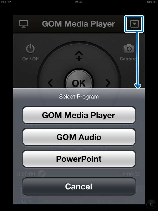 GOM Remote sirve de mando a distancia de PowerPoint, de GOM Media Player y de GOM Audio