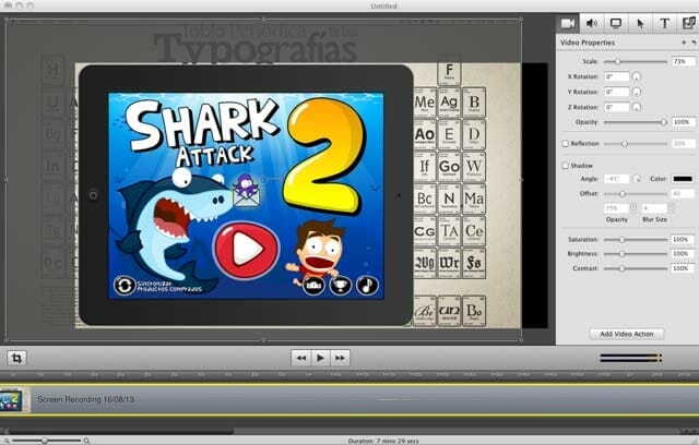 Pantalla del editor de Screenflow dónde están las grabaciones de las capturas de pantalla