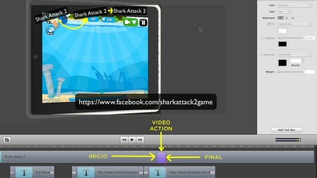 Video action, para desplazar un rótulo en la pantalla - Screenflow
