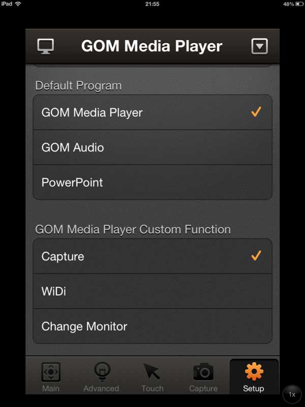 Setup window GOM Remote