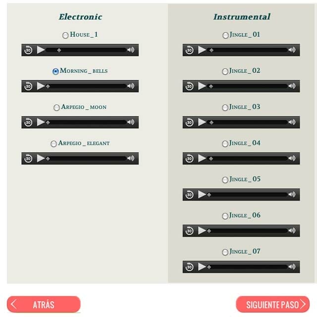 Videolean incluye muchos cortes de audio para tu vídeo