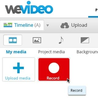 WeVideo permite grabar directamente desde tu webcam