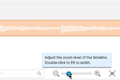 WeVideo permite hacer zoom in y out en la línea de tiempo