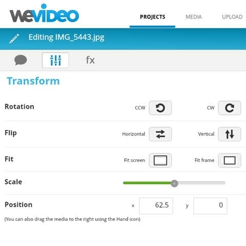 WeVideo editor de video online ahora con ajustes de rotación, recorte, volteo, fit y escalado en la versión gratis
