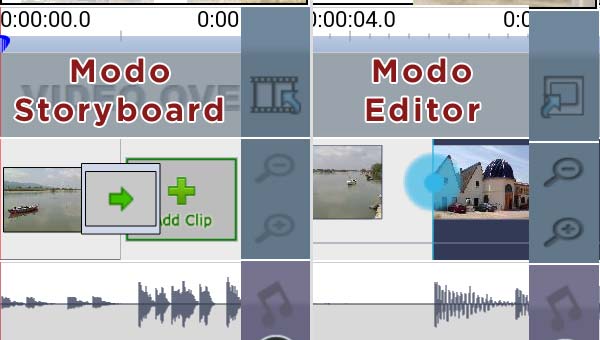 Video editor para Android - VideoPad: elige modo editor o storyboard