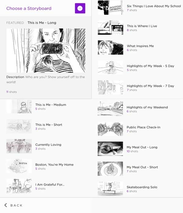 Storyboards de Directr del tema All about me - grabar y editar vídeos fácilmente