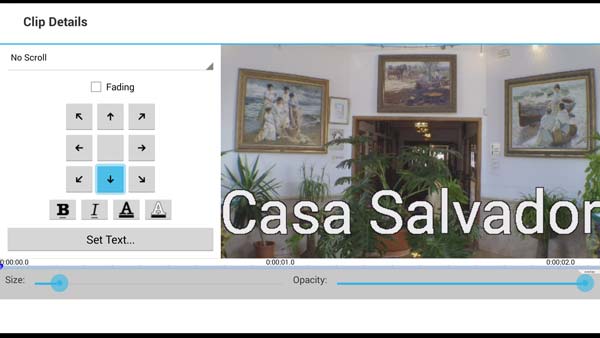 Pantalla de titulación VideoPad Android