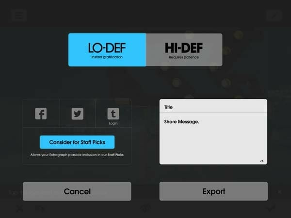 Pantalla para compartir en Echograph