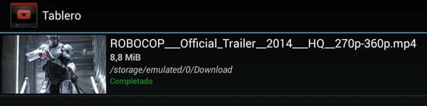 YouTubeDownloader Fichero terminado de descargar
