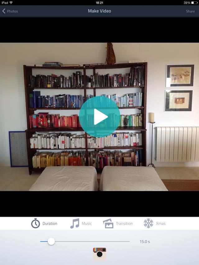 Puedes elegir la duración de los vídeos con fotos o slideshows de Fliptastic