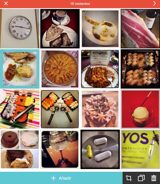 Flipagram - Ordenando las fotos seleccionadas