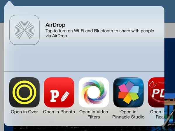 InstaSquarer HD te permite mandar tu foto retocada a otras apps que tengas instaladas en tu dispositivo