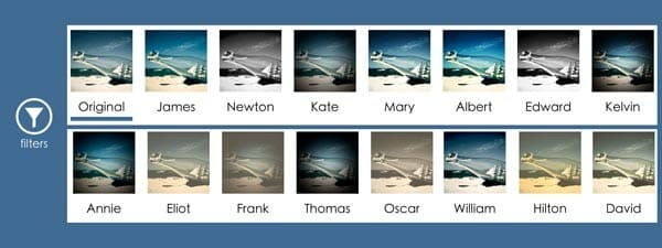 Elige entre los 15 filtros que ofrece InstaSquarer HD para personalizar tus fotos