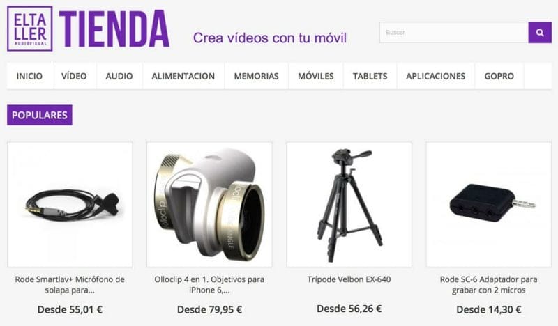 Tienda de afiliación de Eltalleraudiovisual.com - Los accesrios recomendados por YOS COntenidos para grabar vídeo con móviles