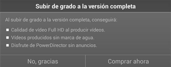 Si compras la versión de pago no tendrás limitaciones en PowerDirector, editor de vídeo en Android