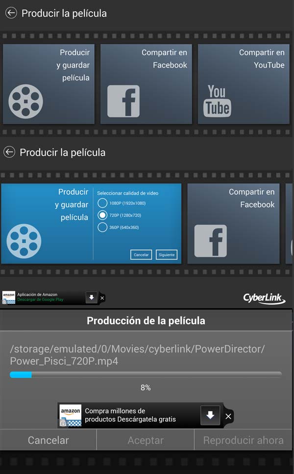 Comprimiendo la versión final del vídeo en PowerDirector