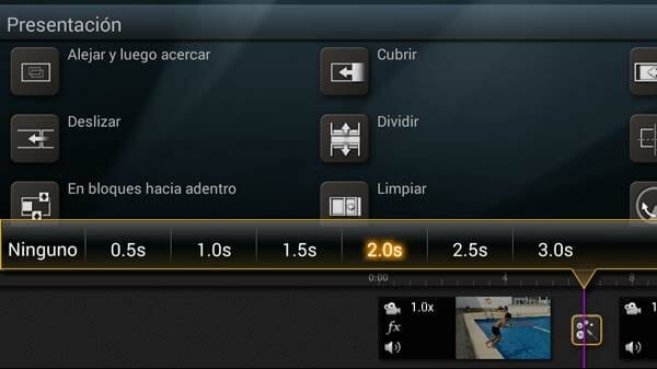 Transiciones entre planos en KineMaster