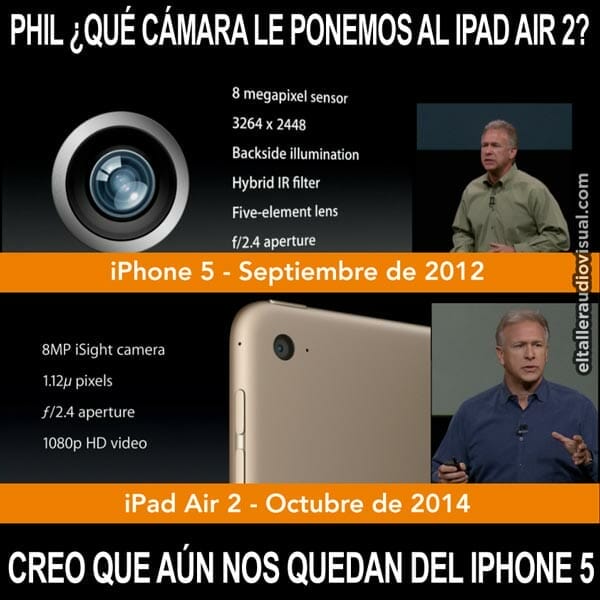 Pequeña broma con meme incluido que hemos preparado con motivo de la presentación del iPad Air 2 y su cámara