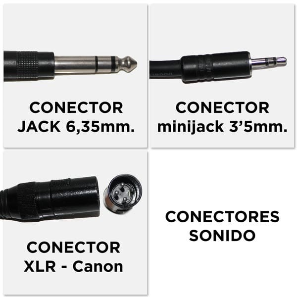 Diferentes tipos de conectores para audio