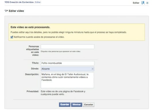 Cómo publicar un vídeo en Facebook
