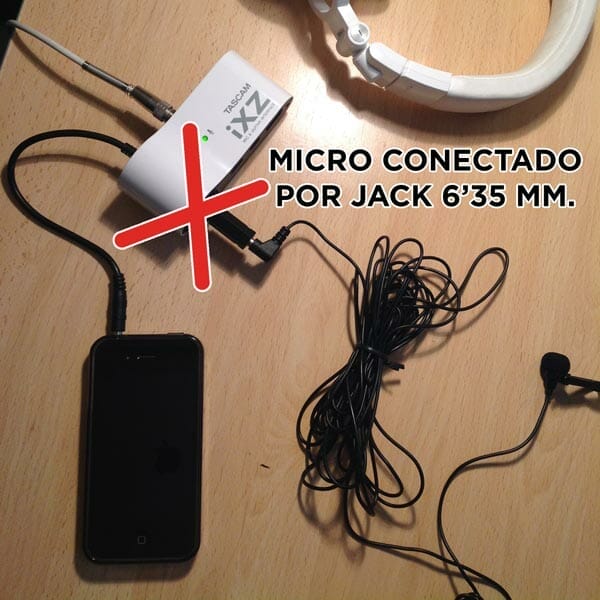 Cómo no conectar el micrófono en un Tascam iXZ - Se conecta por XLR o Canon