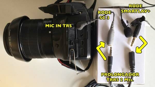 Canon + Smartlav+ + Prolongador TRRS