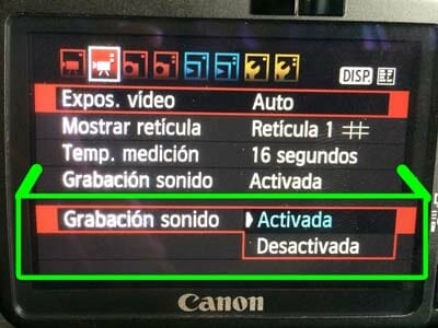 Parametros de AUdio en grabación en vídeo con DSLR Canon 550D