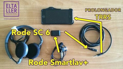 Micrófono de corbata para móvil Smarlav+ conectado a través de un Rode SC6