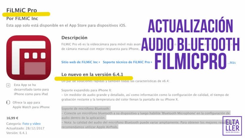 Ya puedes grabar audio bluetooth con FilmicPro en iOS