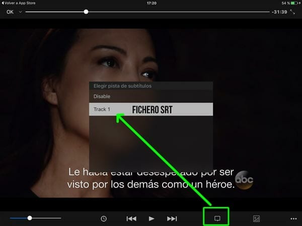 Player VLC iOS - iPad con subtítulos