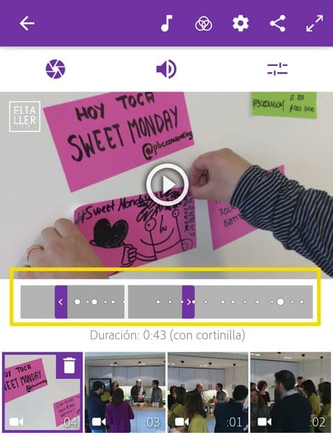 Adobe premiere clip editor de vídeo gratis sin marca de agua para Android y iOS te ayuda a editar tus vídeos al ritmo de la canción elegida