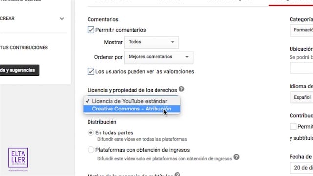 Licencia Youtube Estándar y Creative Commons