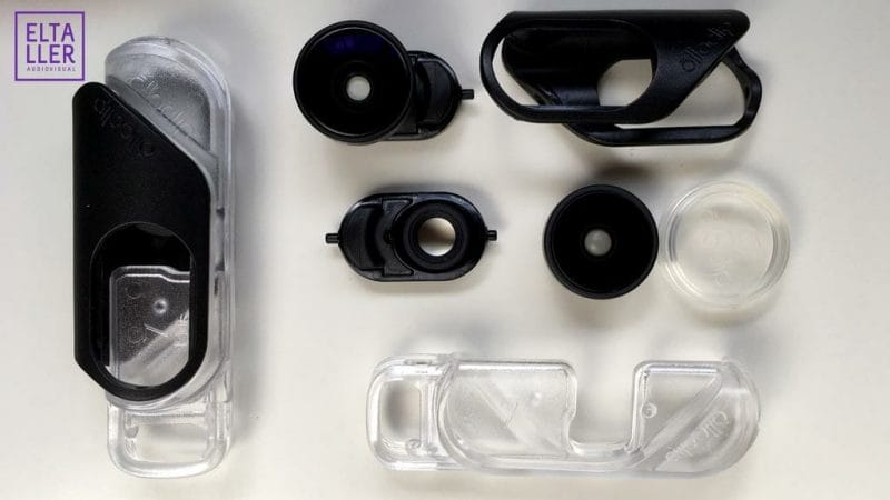 Foto de las tres lentes incluidas en el Core Lens Set de Olloclip Para iPhone 7 y 7Plus