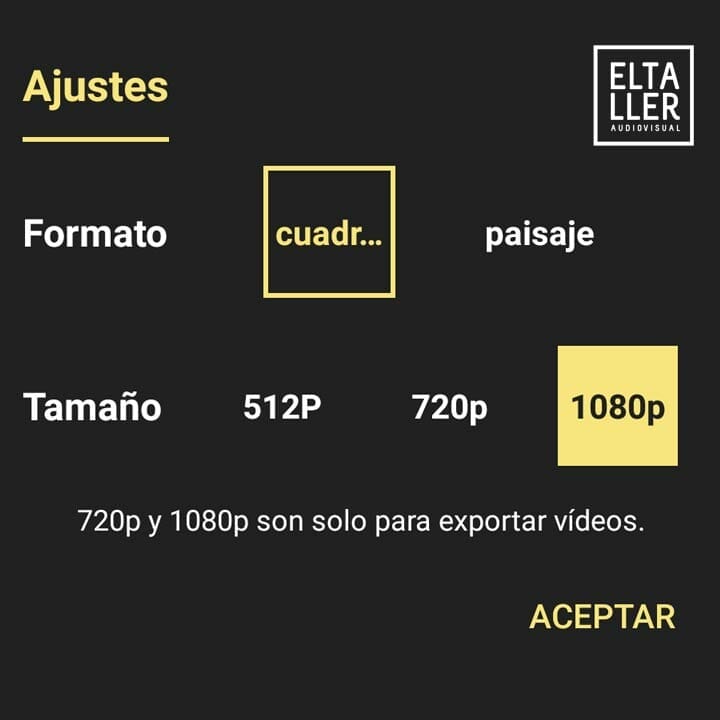 Ajusta el formato de salida cuadrado o paisaje para animar los títulos con Legend on Text
