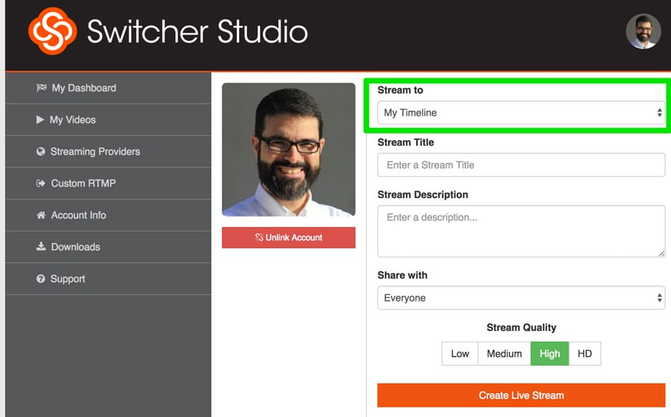 Dashboard de Switcher en la Web
