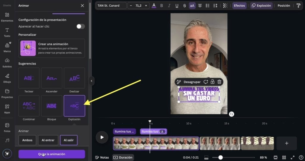 Añadir rótulos a un vídeo con Canva
