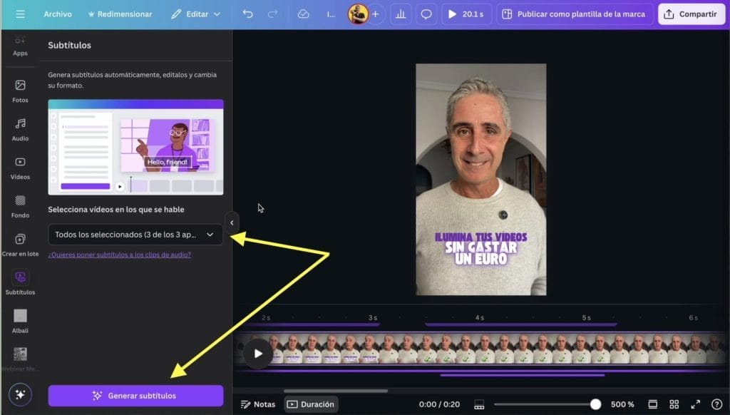 Cómo poner subtítulos automáticos a un vídeo con Canva